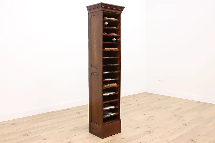 Main image of Victorian Farmhouse Antique Oak Office File, Collector, Wine Cabinet