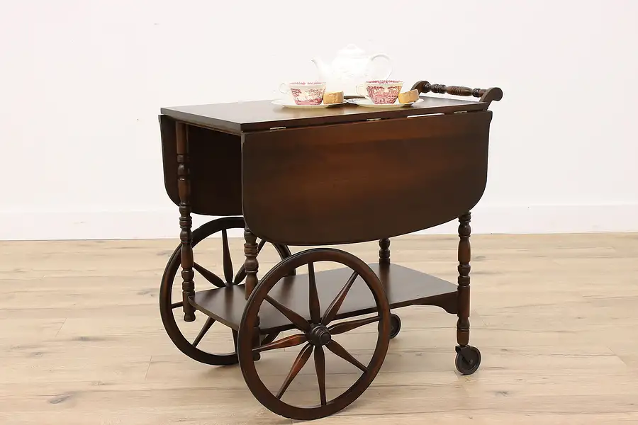 Main image of Traditional Vintage Mahogany Beverage, Dessert or Bar Cart, Imperial