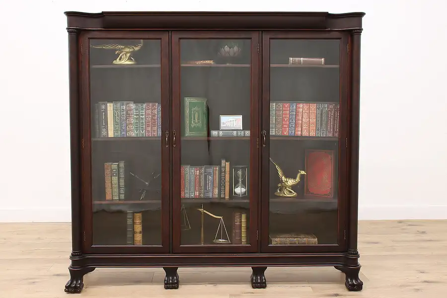 Main image of Empire Antique Mahogany Office or Library Triple Bookcase Original Finish