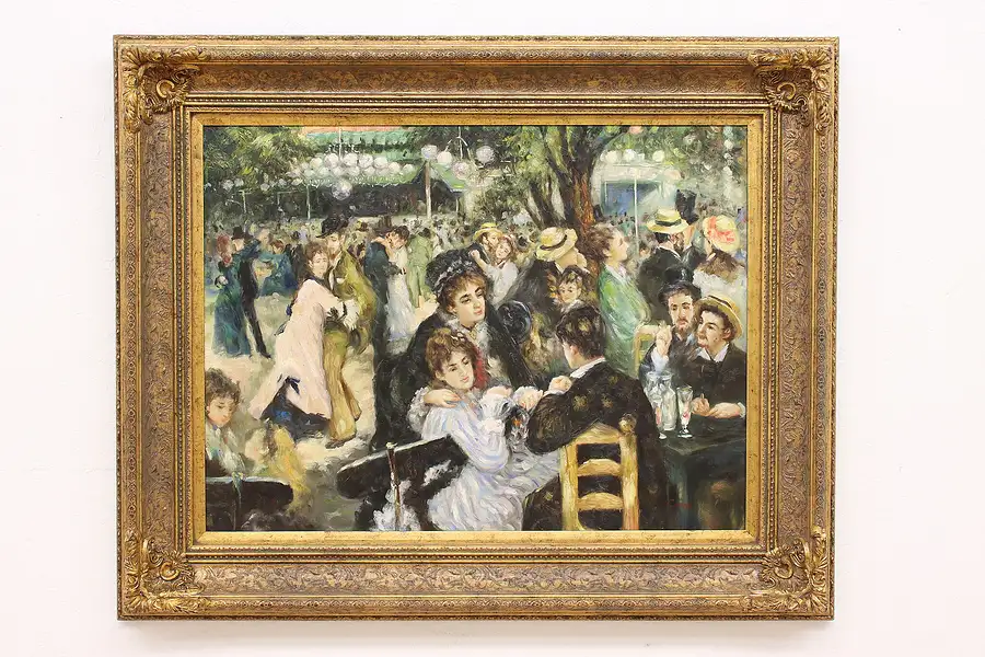 Main image of Dance at Le Moulin de la Galette Vintage Oil Painting after Renoir 53"