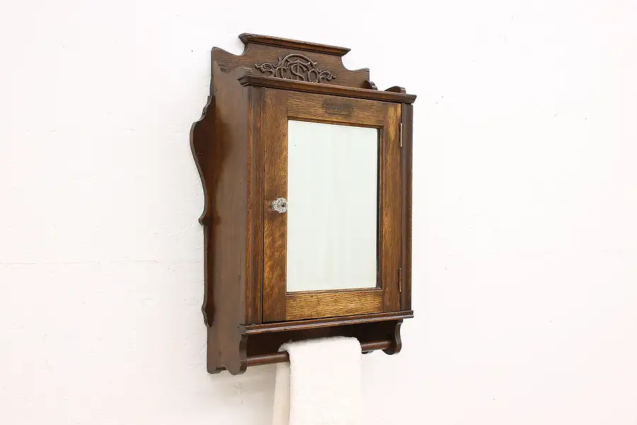 Main image of Barber Shop Antique Oak Farmhouse Medicine or Bath Cabinet Chicago