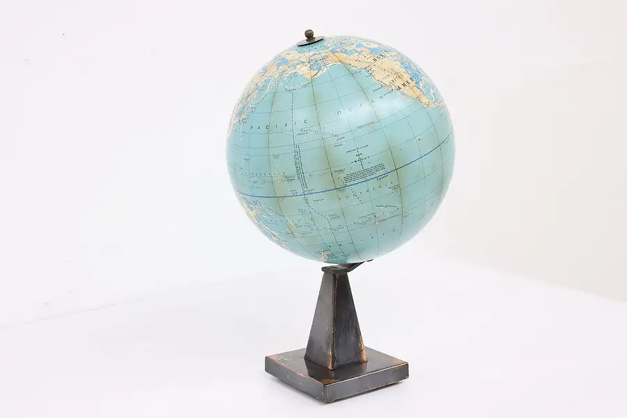 Main image of Library or Office Vintage 12" World Globe, Coppery Base, Denoyer-Gepport