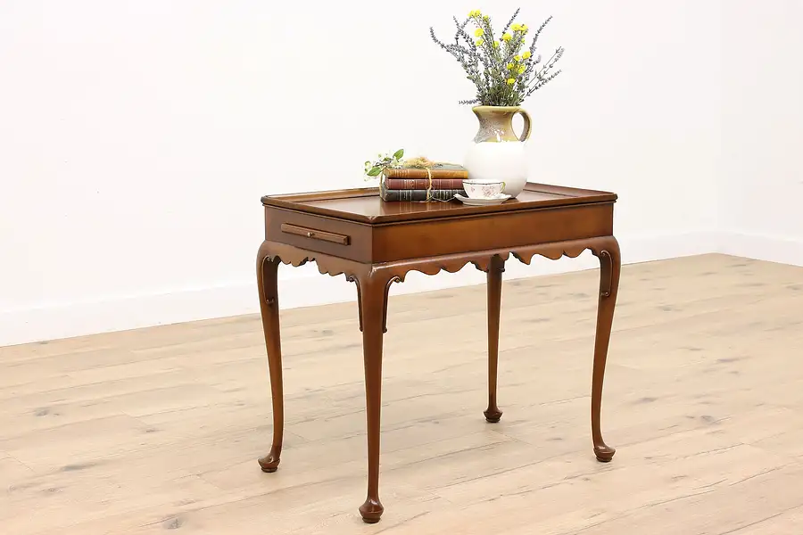 Main image of Georgian Vintage Carved Mahogany Tea or Coffee Table, Pullouts, Kittinger