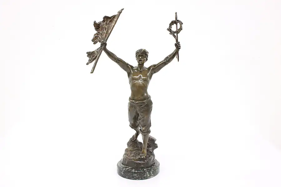 Main image of Bronze Victory Antique Sculpture, Marble Base, Grisard