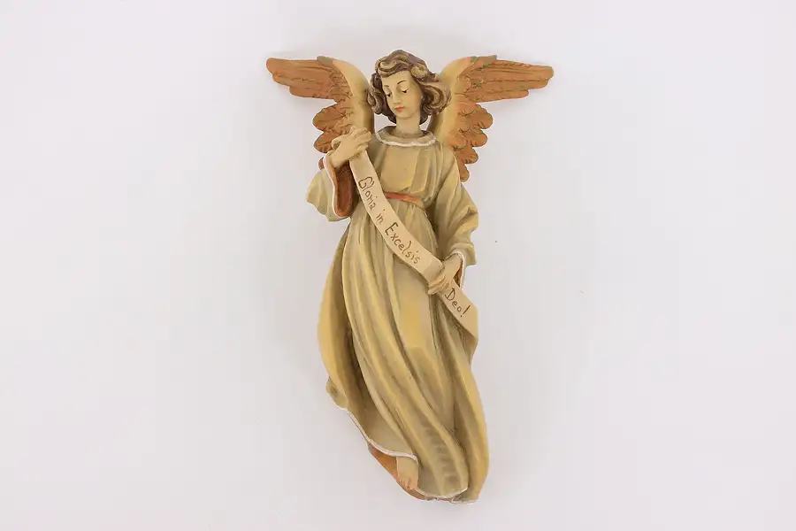 Main image of Hand Carved Vintage Angel with Hymn Sculpture Ornament, Anri