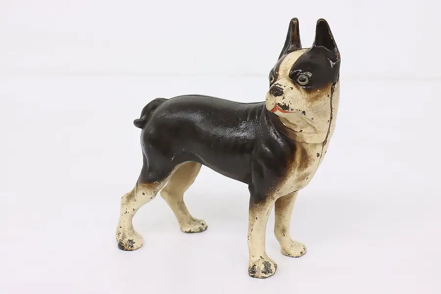 Main image of Farmhouse Antique Cast Iron Painted Boston Terrier Dog Door Stop