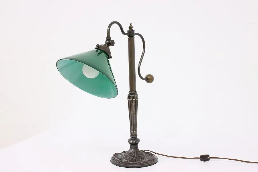 Main image of Victorian Design Student Vintage Desk Lamp, Green Glass Shade