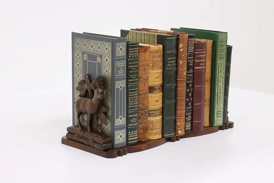 Main image of Black Forest Antique Carved Walnut Adjustable Desktop Book Holder, Goats