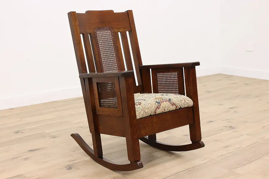 Main image of Arts & Crafts Mission Oak Antique Rocker Craftsman Rocking Chair