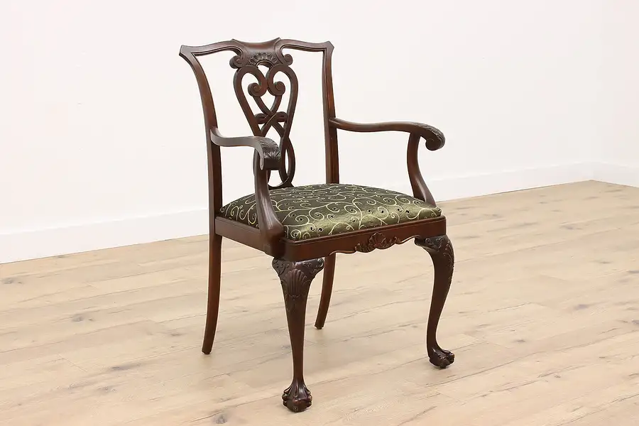 Main image of Georgian Design Vintage Walnut Dining Chair, New Upholstery