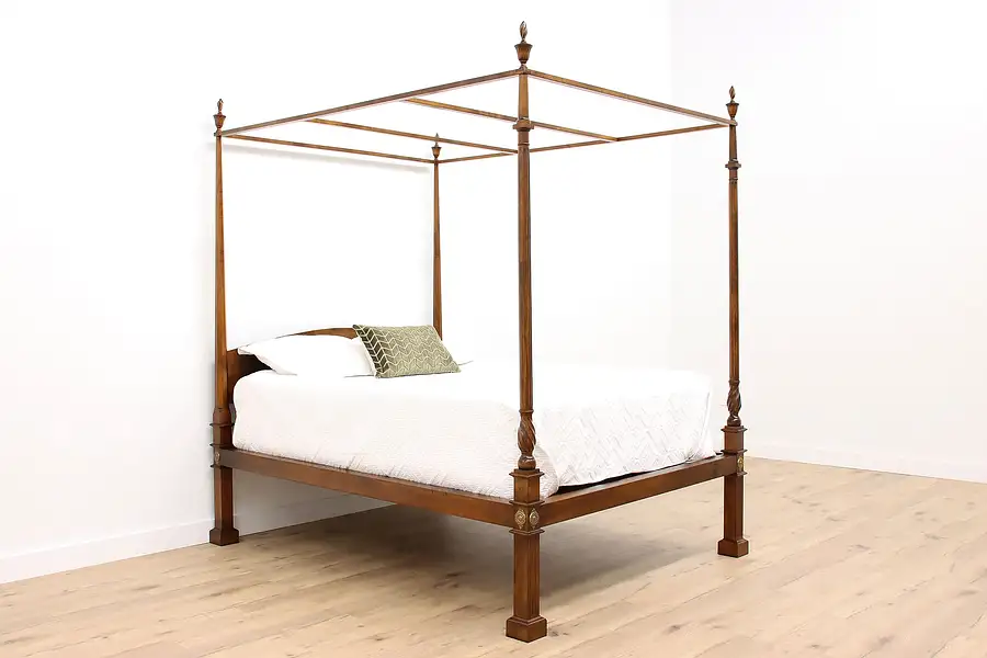 Main image of Georgian Design Vintage Carved Maple Four Poster Queen Size Bed