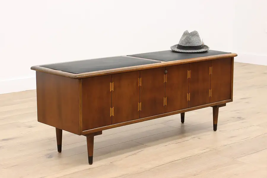 Main image of Midcentury Modern Vintage Walnut Cedar Lined Blanket Chest & Seat, Lane