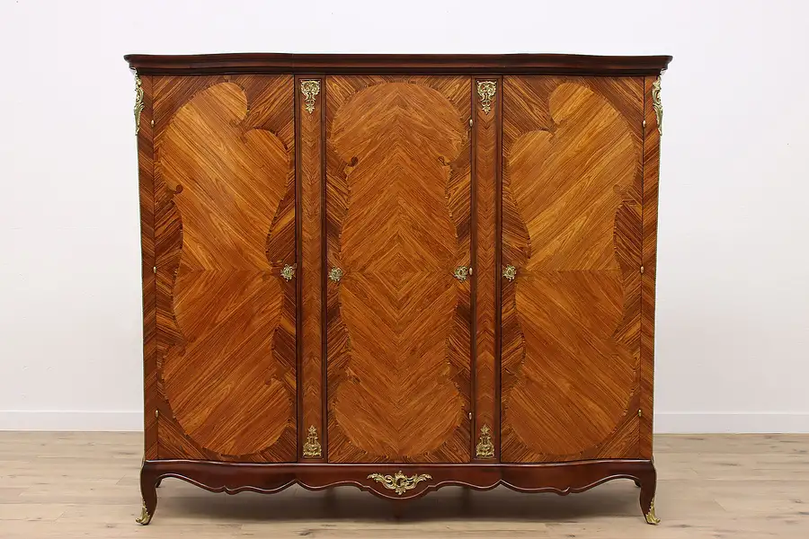 Main image of French Louis XIV Vintage Mahogany & Rosewood Armoire or Wardrobe