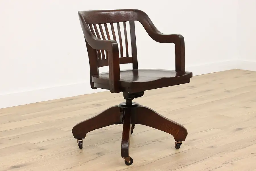 Main image of Traditional Antique Adjustable Swivel Office Library Desk Chair, Crocker