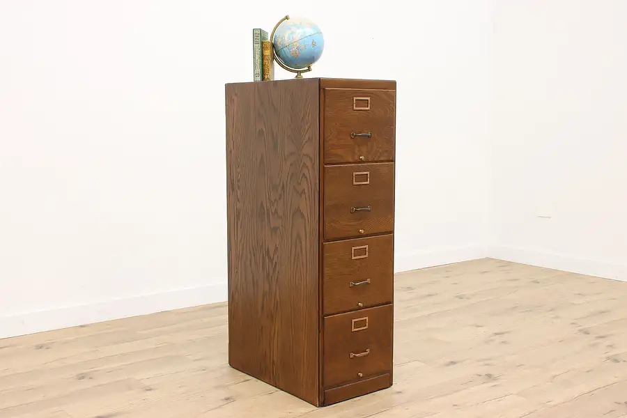 Main image of Arts & Crafts Mission Oak Antique 4 Drawer Office File Cabinet