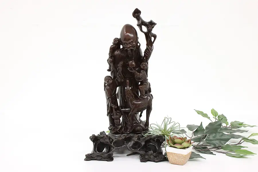 Main image of Asian Vintage Sculpture Carved God Statue