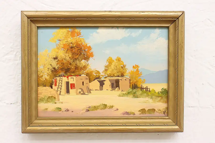 Main image of Adobe House in Desert Vintage Original Oil Painting, Willard Page 8.5"