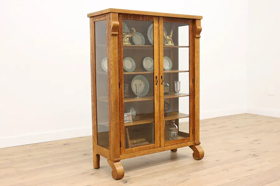 Main image of Empire Antique Oak Office China or Curio Display Cabinet