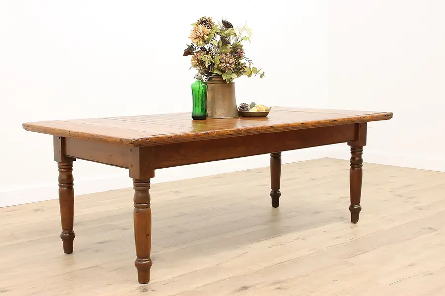 Main image of Farmhouse Antique Primitive Pine 7' Harvest Dining, Office, Library Table