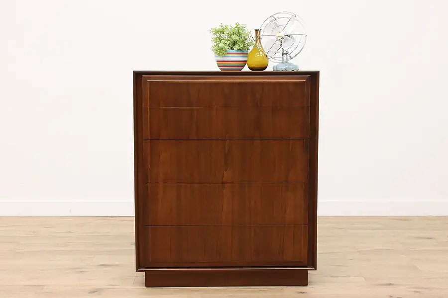 Main image of Midcentury Modern 1960s Vintage Walnut Tall Chest or Dresser, Dillingham