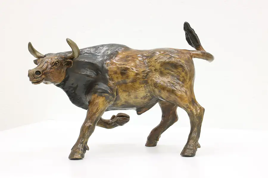 Main image of Stock Market Bronze Bull Sculpture Vintage Statue Bullish, Wagner 