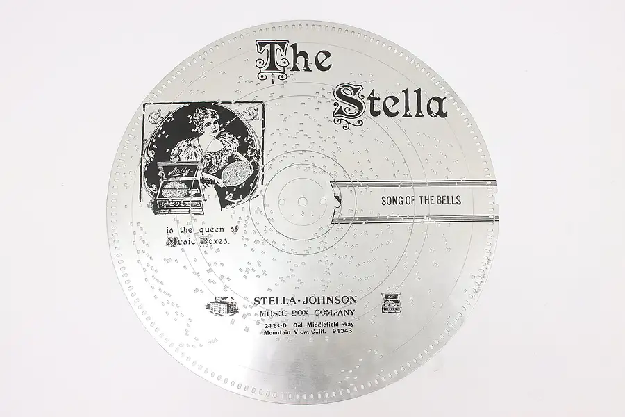 Main image of Stella Music Box Vintage 14" Christmas Disk "Song of the Bells"