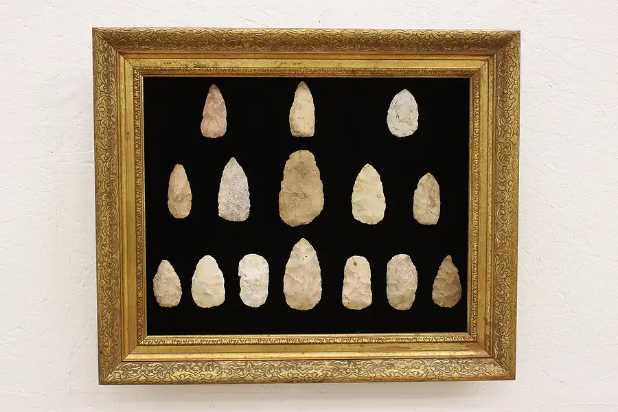 Main image of Set of 15 Antique Native American Indian Stone Points or Arrowheads