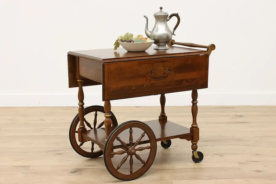 Main image of Traditional Vintage Birch Rolling Bar or Tea Cart, Heywood Wakefield