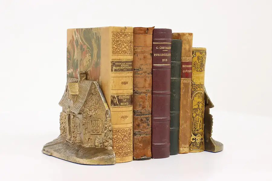 Main image of Pair of Vintage Bronze Farmhouse English Cottage Bookends