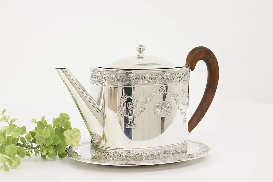 Main image of Italian Hand Crafted Silver Presentation Teapot & Tray Braganti Florence