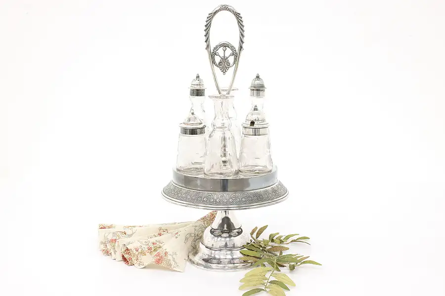 Main image of Victorian Antique Silverplate Castor or Cruet Condiment Set, Pairpoint