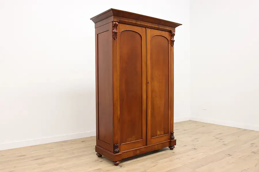 Main image of English Antique Carved Mahogany Armoire, Wardrobe, or Closet