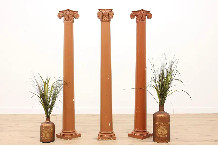 Main image of Set of 3 Antique Architectural Salvage Ionic Painted Columns