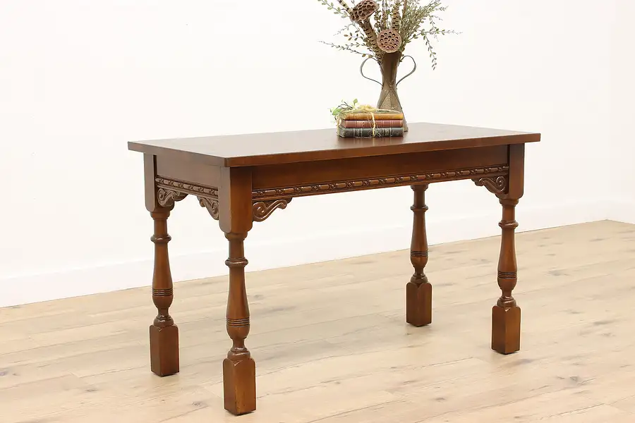 Main image of Tudor Antique Carved Walnut Console, Library, Office or Breakfast Table