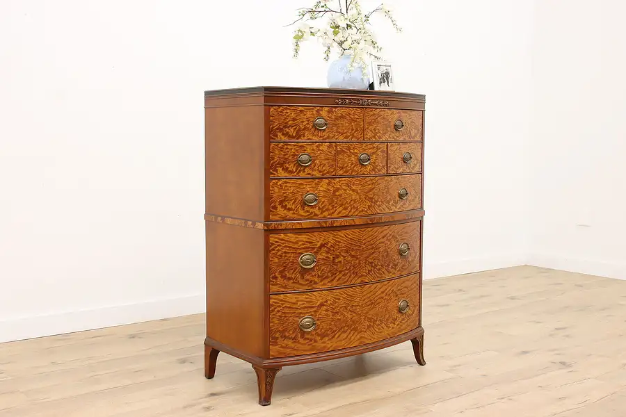 Main image of French Design Vintage Flame Mahogany Tall Chest or Dresser, Romweber