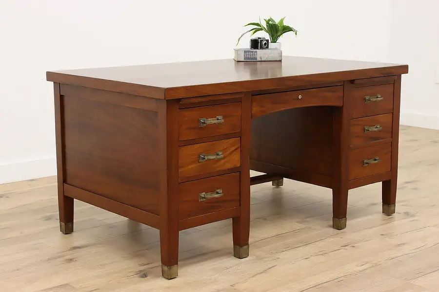 Main image of Craftsman Antique Mahogany Office, Executive or Library Desk, Commercial