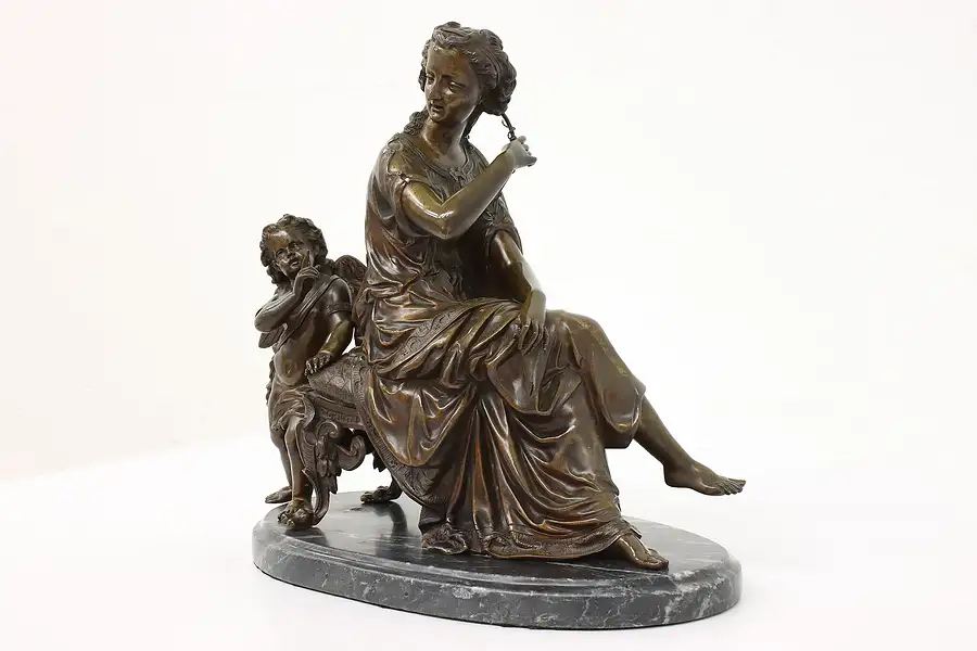 Main image of Diana or Artemis & Cupid Statue French Bronze Antique Sculpture Ocriot