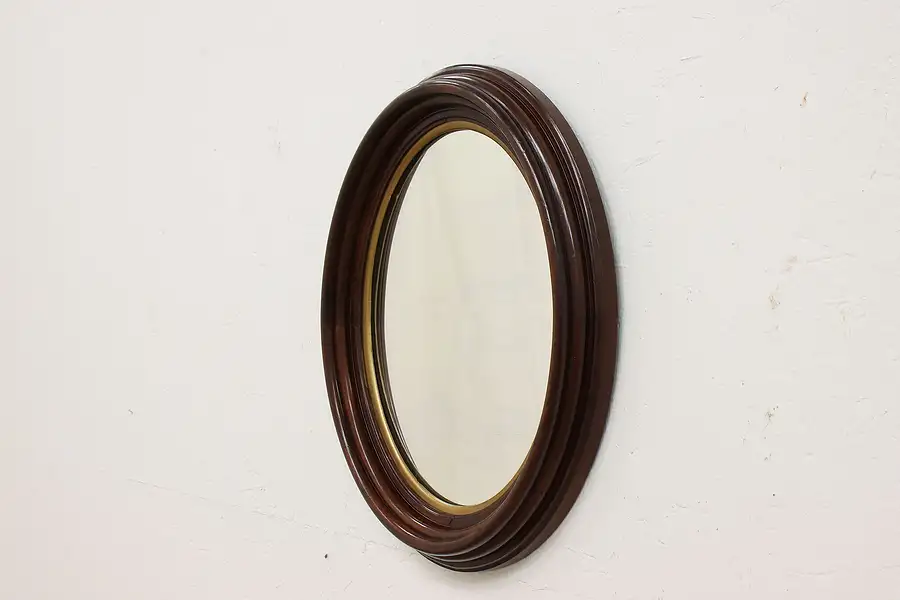 Main image of Victorian Antique Carved Walnut Oval Wall Mirror