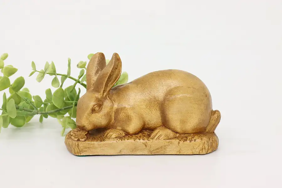 Main image of Swiss Alpine Vintage Folk Art Hand Carved Bunny or Rabbit Sculpture