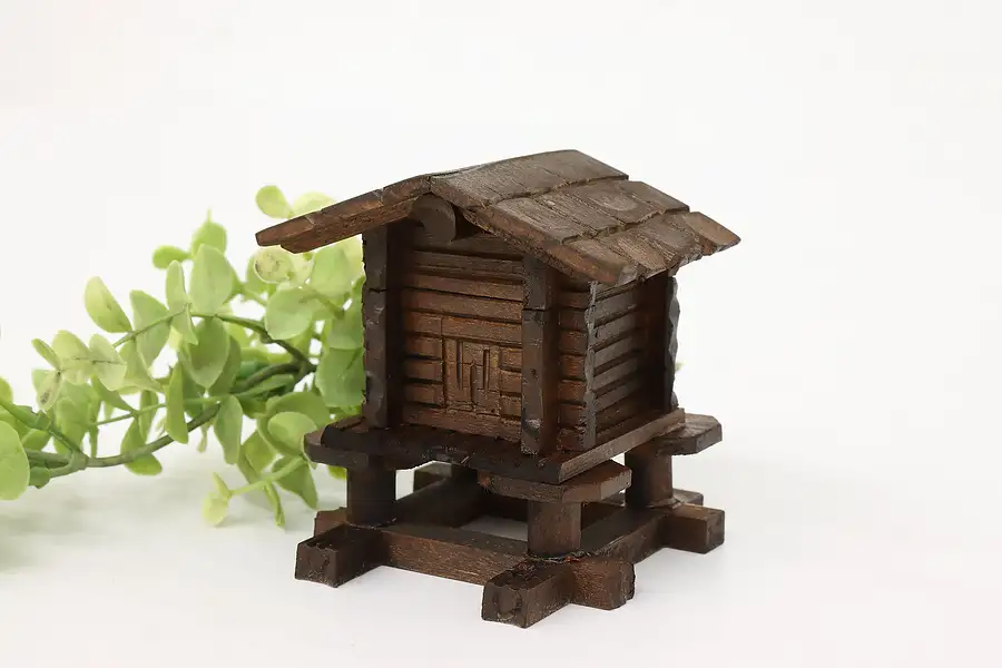 Main image of Swiss Folk Art Vintage Carved Poplar Chalet Jewelry or Keepsake Box