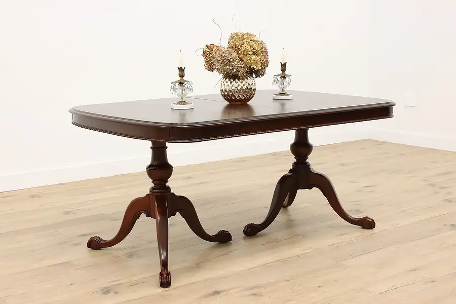 Main image of Georgian Design Vintage Mahogany Dining Table, Extends 99" Paw Feet