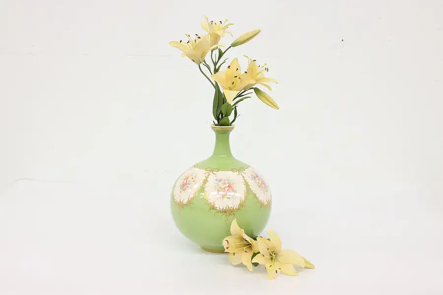 Main image of Victorian Antique Hand Painted Porcelain Flower Vase, Royal Bonn