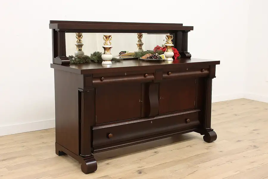 Main image of Classical Antique Mahogany Buffet, Sideboard or Server, Mirror, Peck