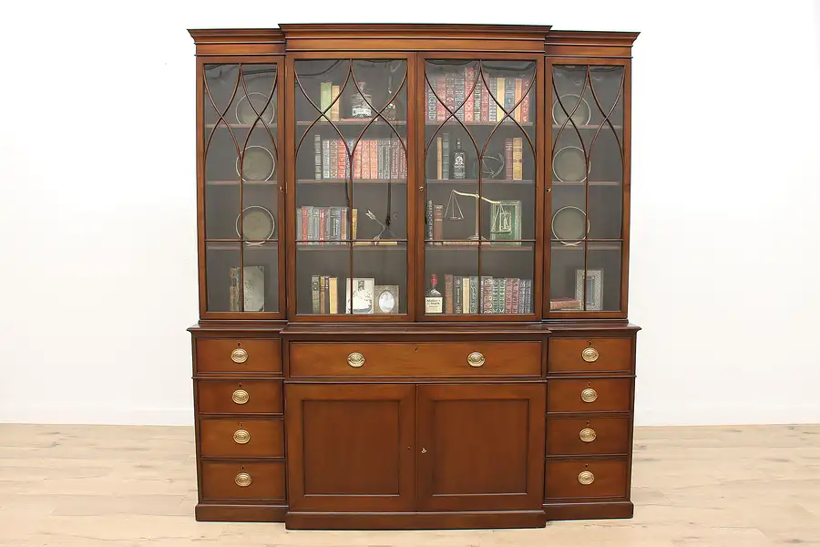 Main image of Georgian Vintage Breakfront China Cabinet or Bookcase & Desk, Kittinger