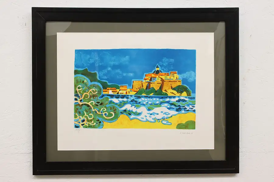 Main image of Fortress, Village & Church Vintage Original Serigraph, Guy Charon 32"