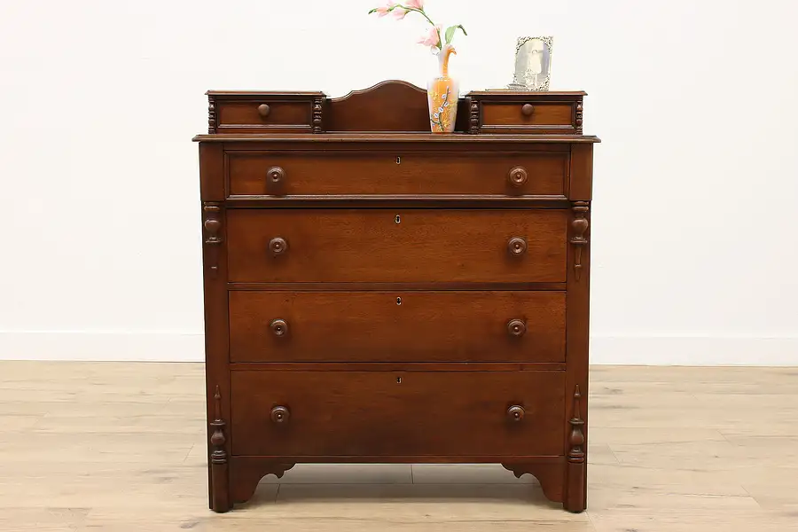 Main image of Victorian Walnut Antique Chest or Dresser, Jewelry or Hanky Drawers