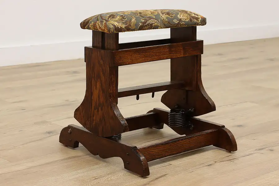 Main image of Arts & Crafts Antique Rocking Adjustable Oak Gout Footstool