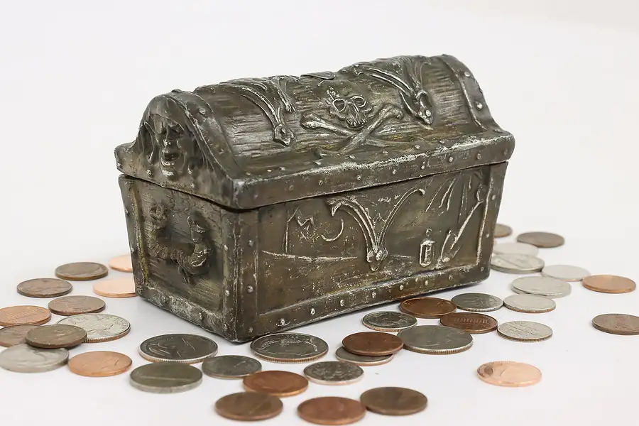 Main image of Miniature Vintage Pirate Treasure Chest Jewelry Box, Coordinates