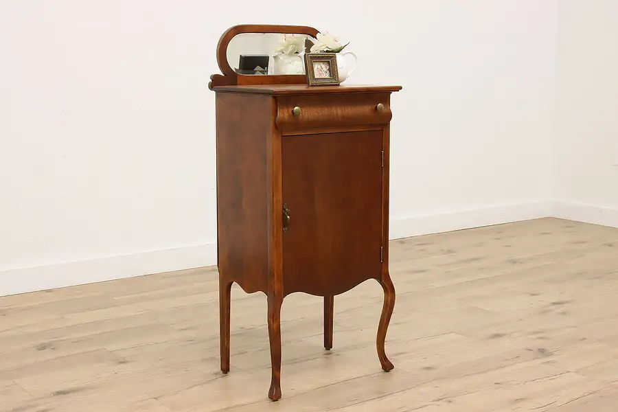 Main image of Empire Antique Mahogany Music, Wine, or File Cabinet, Mirror