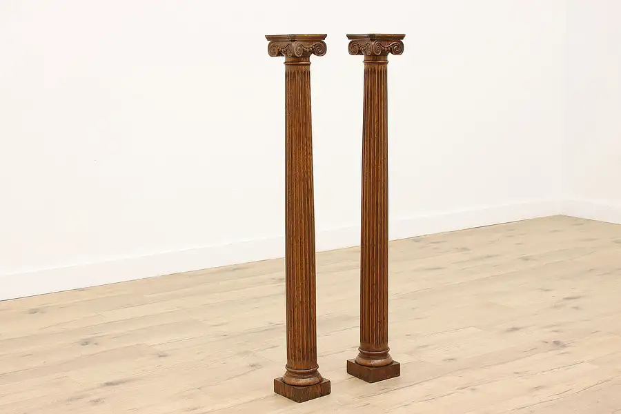 Main image of Pair of Architectural Salvage Antique 47" Oak Ionic Columns